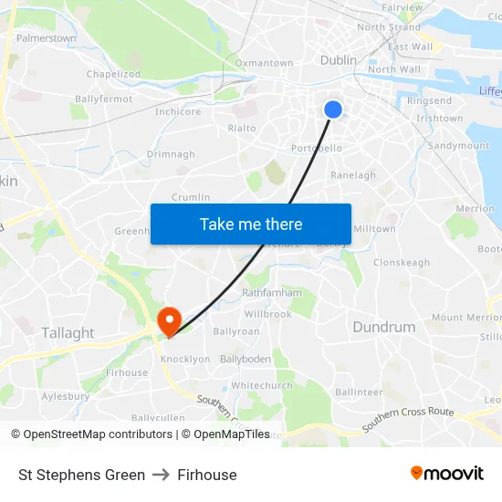 St Stephens Green to Firhouse map