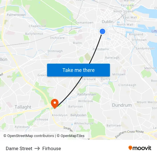 Dame Street to Firhouse map