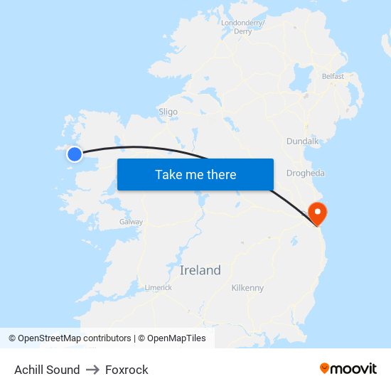 Achill Sound to Foxrock map