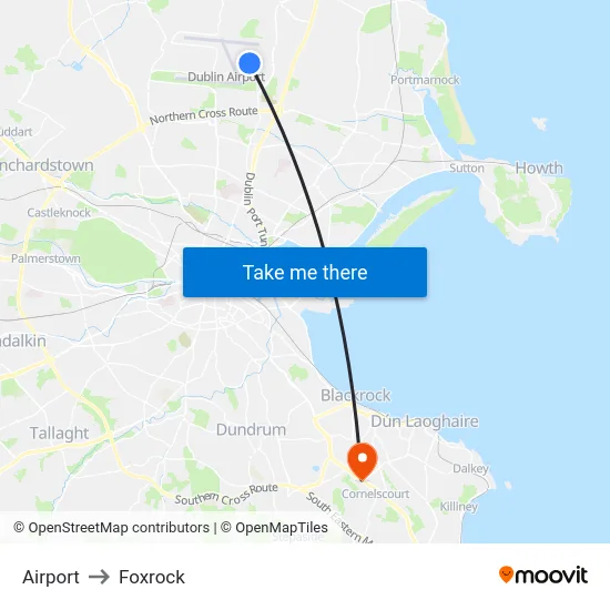 Airport to Foxrock map