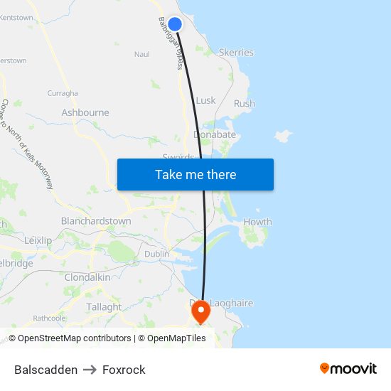 Balscadden to Foxrock map