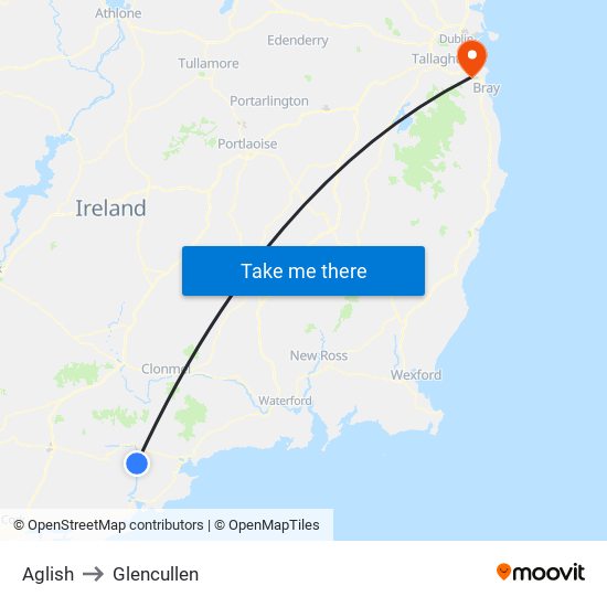Aglish to Glencullen map
