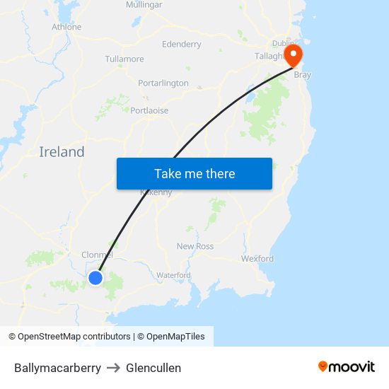 Ballymacarberry to Glencullen map