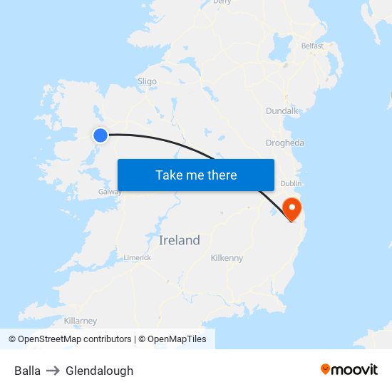 Balla to Glendalough map