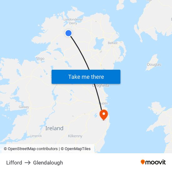 Lifford to Glendalough map