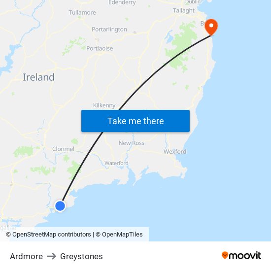 Ardmore to Greystones map