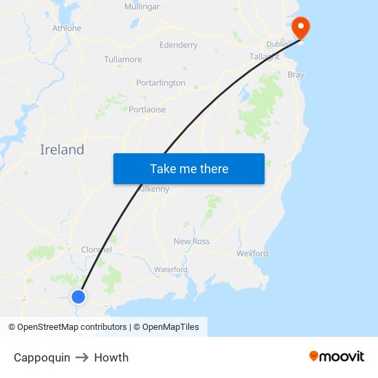Cappoquin to Howth map