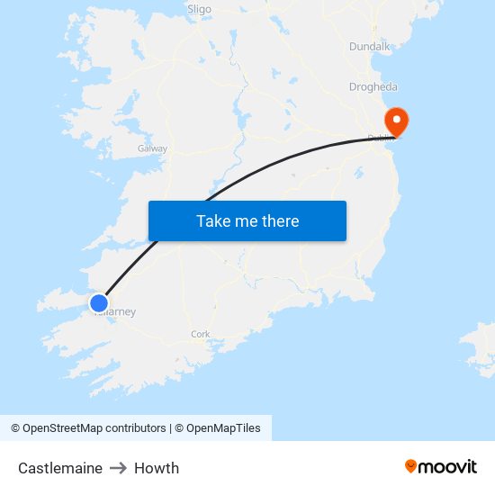 Castlemaine to Howth map
