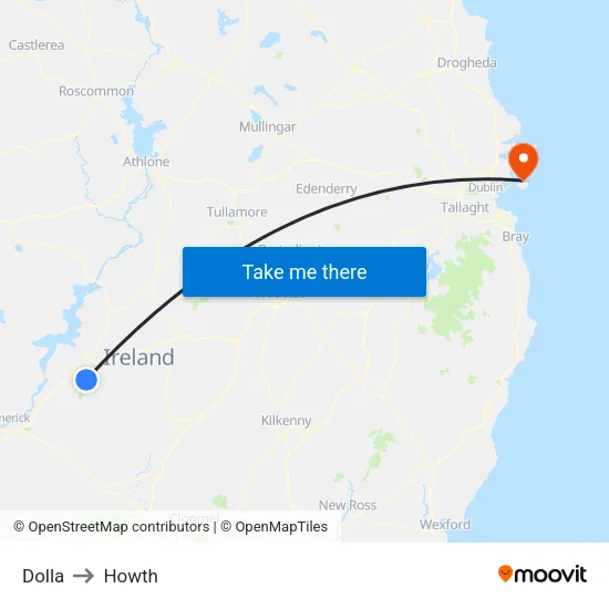 Dolla to Howth map