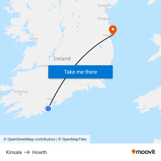 Kinsale to Howth map