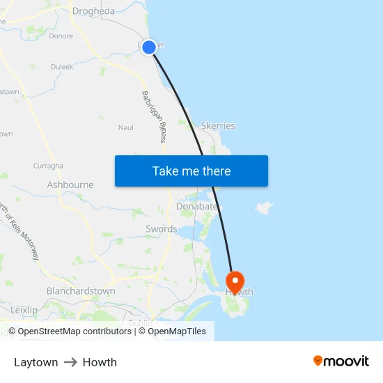 Laytown to Howth map