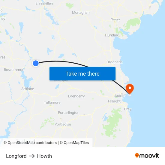 Longford to Howth map