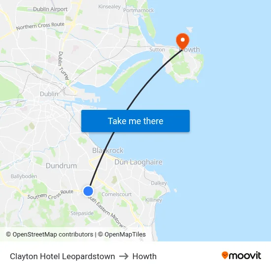 Clayton Hotel Leopardstown to Howth map