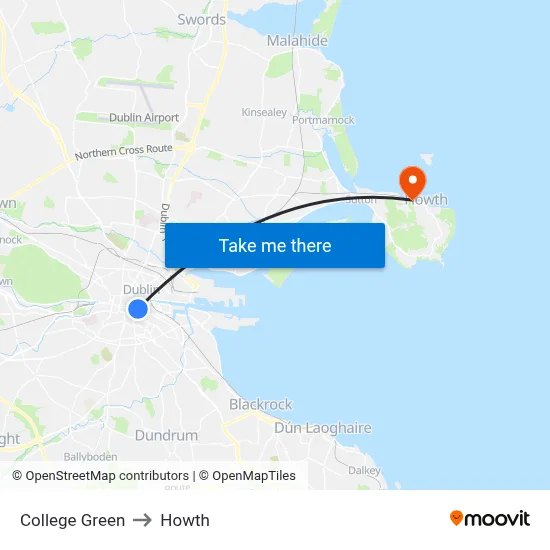 College Green to Howth map