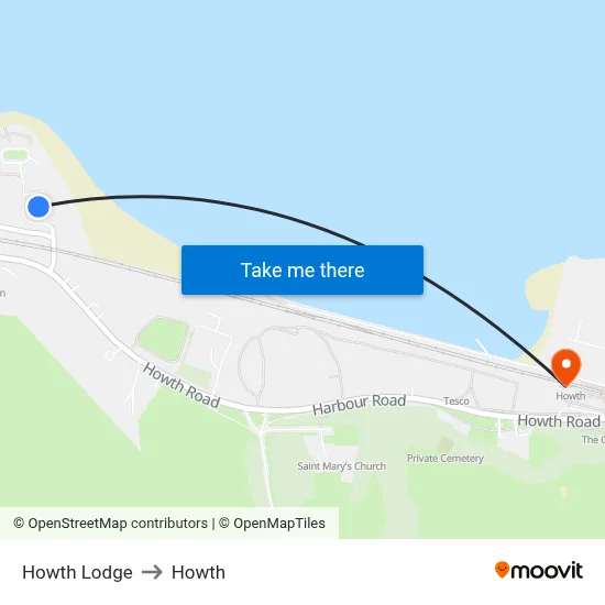 Howth Lodge to Howth map