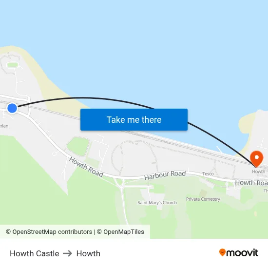 Howth Castle to Howth map
