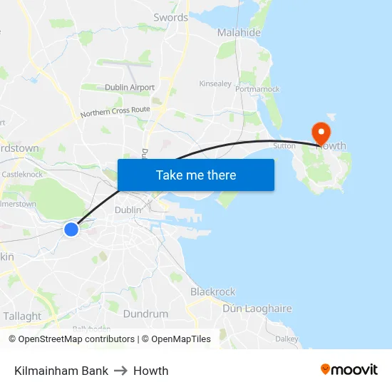 Kilmainham Bank to Howth map