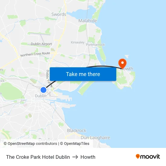 The Croke Park Hotel Dublin to Howth map