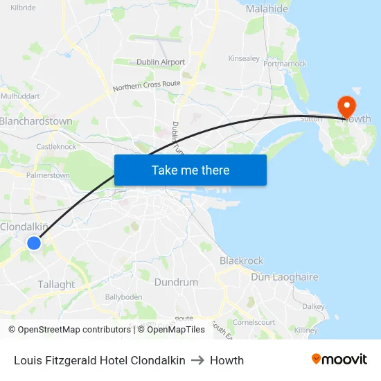 Louis Fitzgerald Hotel Clondalkin to Howth map