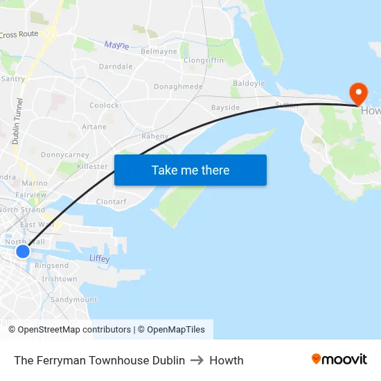 The Ferryman Townhouse Dublin to Howth map