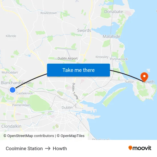 Coolmine Station to Howth map