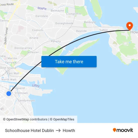 Schoolhouse Hotel Dublin to Howth map