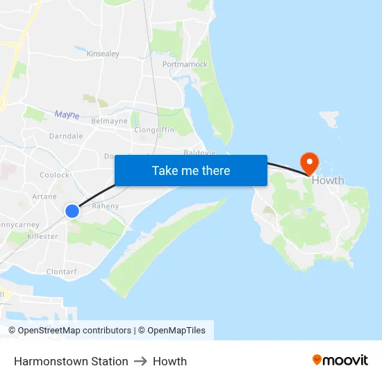 Harmonstown Station to Howth map
