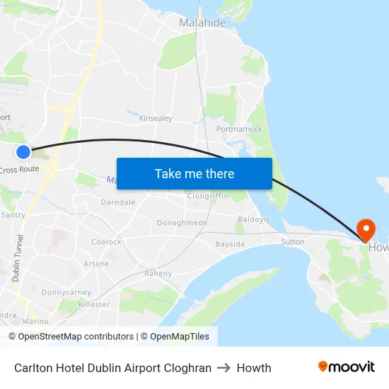 Carlton Hotel Dublin Airport Cloghran to Howth map