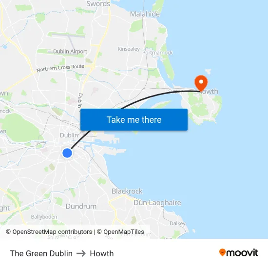 The Green Dublin to Howth map