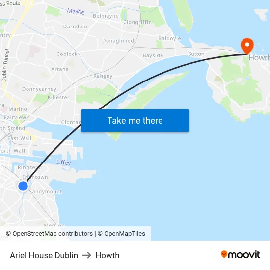 Ariel House Dublin to Howth map