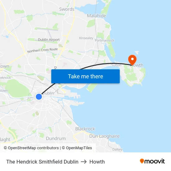 The Hendrick Smithfield Dublin to Howth map