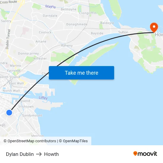 Dylan Dublin to Howth map