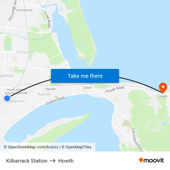 Kilbarrack Station to Howth map