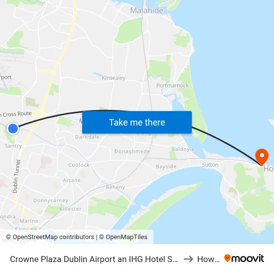 Crowne Plaza Dublin Airport an IHG Hotel Santry to Howth map