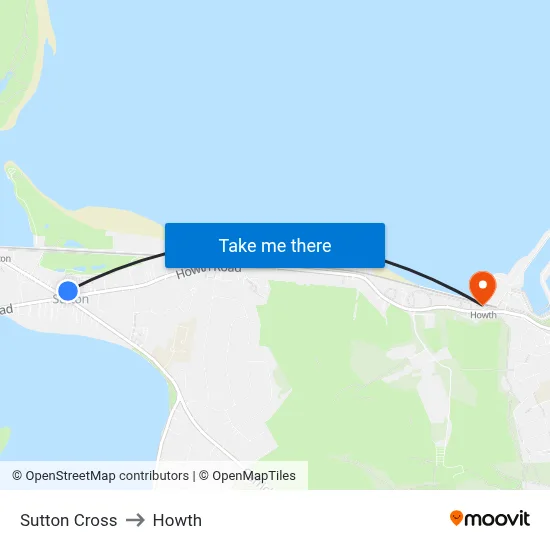 Sutton Cross to Howth map
