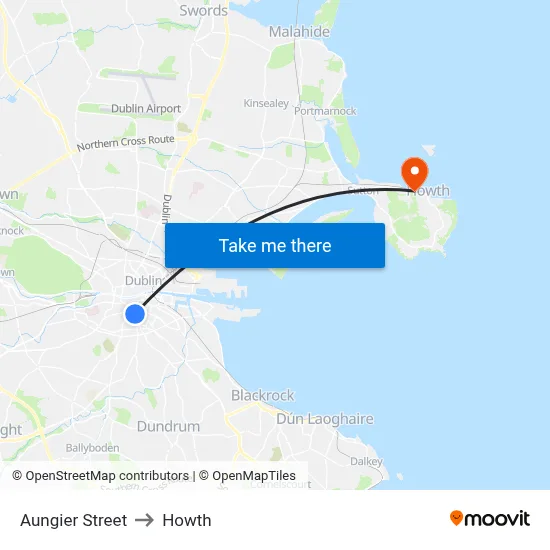 Aungier Street to Howth map