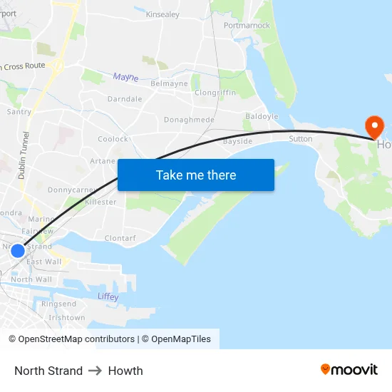 North Strand to Howth map