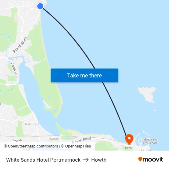 White Sands Hotel Portmarnock to Howth map
