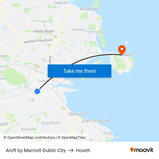 Aloft by Marriott Dublin City to Howth map