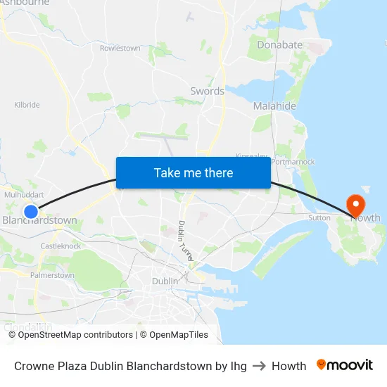 Crowne Plaza Dublin Blanchardstown by Ihg to Howth map