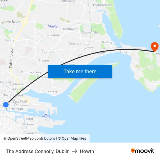 The Address Connolly, Dublin to Howth map