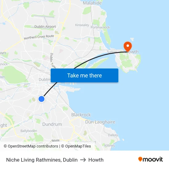 Niche Living Rathmines, Dublin to Howth map