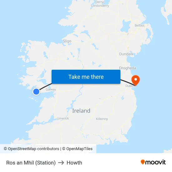 Ros an Mhíl (Station) to Howth map