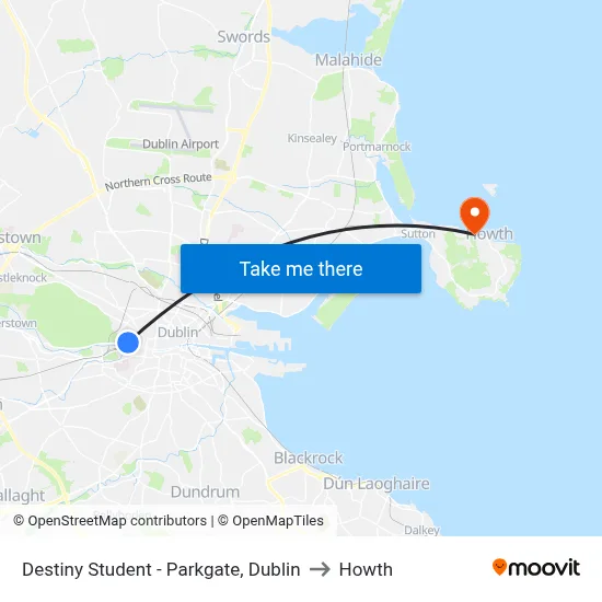 Destiny Student - Parkgate, Dublin to Howth map
