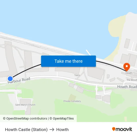 Howth Castle (Station) to Howth map