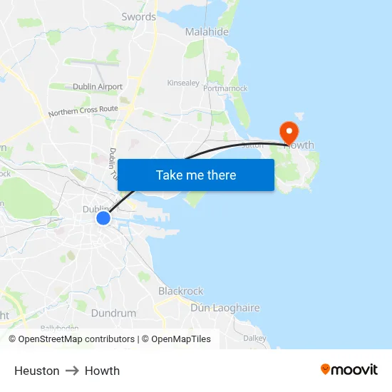 Heuston to Howth map