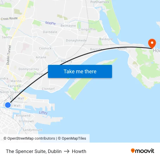 The Spencer Suite, Dublin to Howth map