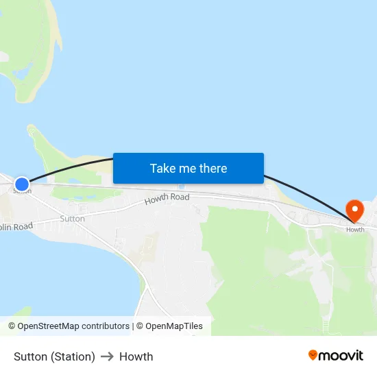Sutton (Station) to Howth map