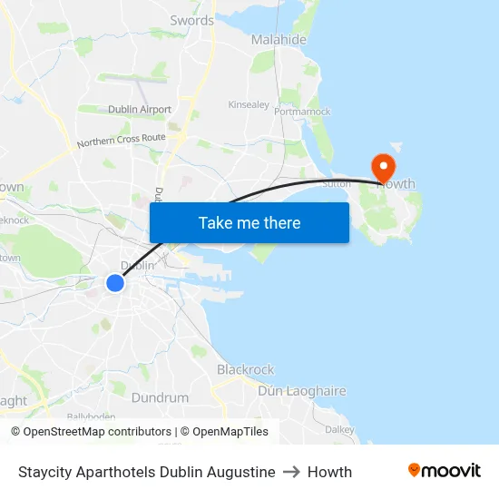 Staycity Aparthotels Dublin Augustine to Howth map