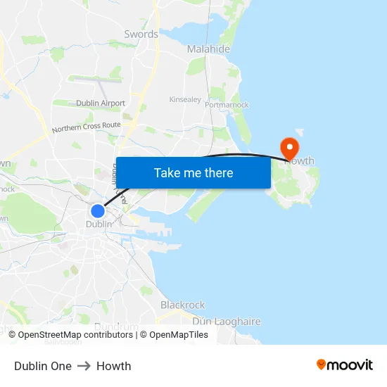 Dublin One to Howth map